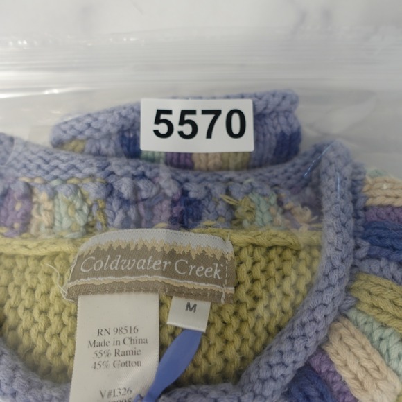 Vintage Coldwater Creek Sweater Med Green Zip Granny Cardigan Aztec Boho Cottage - Picture 8 of 9